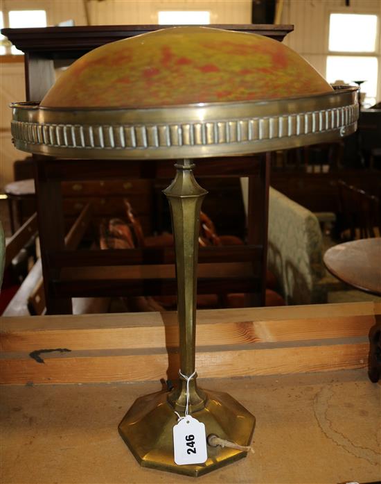 American brass and slag glass lamp base